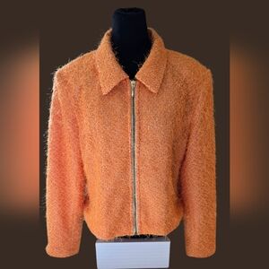 LZ Lorizoni Eyelash Zip Up Dressy Blazer Medium